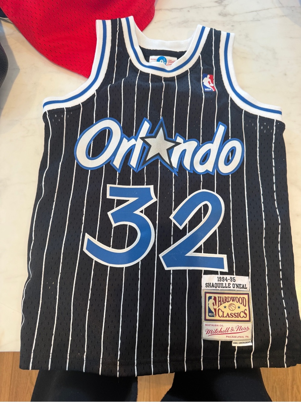 Shaq Orlando  Magic #32 Shaquille O'Neal Black Pinstripe Jersey